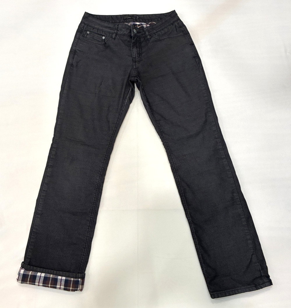 PRANA Women's Flannel Lined Boyfriend Jeans Style # W4BOYJ315 Size 4/27 Black